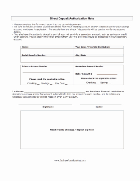 Direct Deposit form Template Word Inspirational 5 Direct Deposit form Templates Excel Xlts