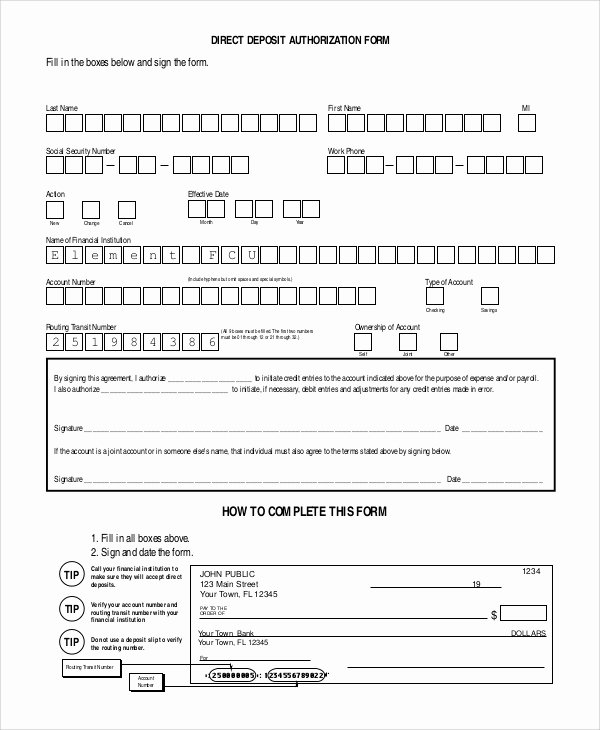 Direct Deposit form Template Word Inspirational Sample Direct Deposit Authorization form 10 Examples In