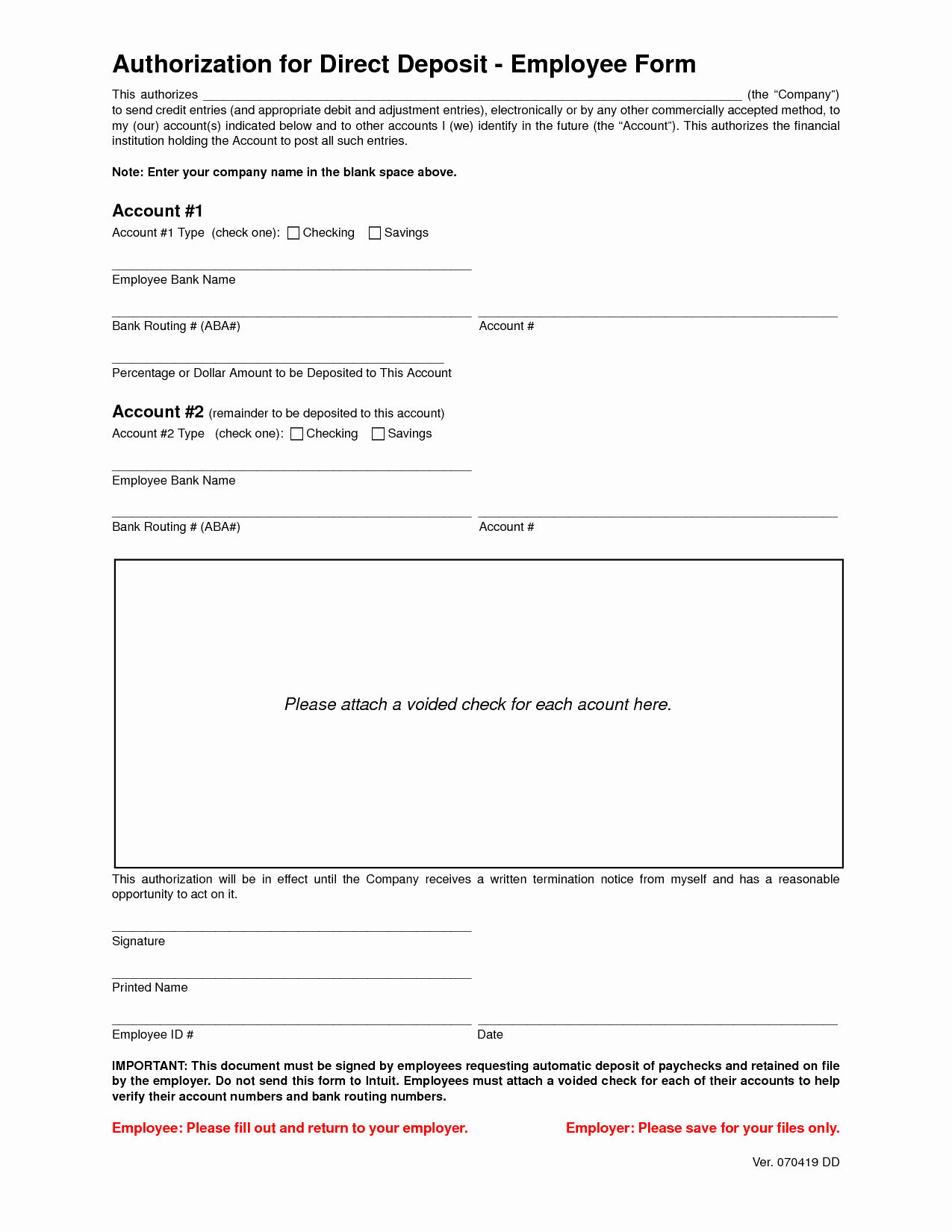 Direct Deposit form Template Word Lovely 5 Direct Deposit form Templates Word Excel formats