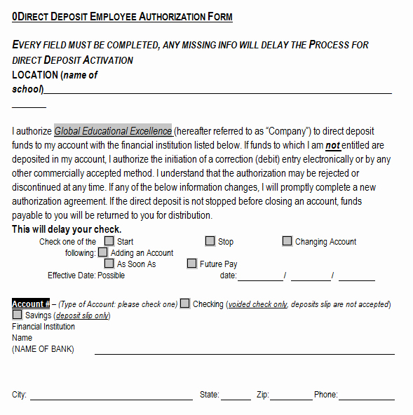 Direct Deposit form Template Word New 4 Direct Deposit form Templates formats Examples In