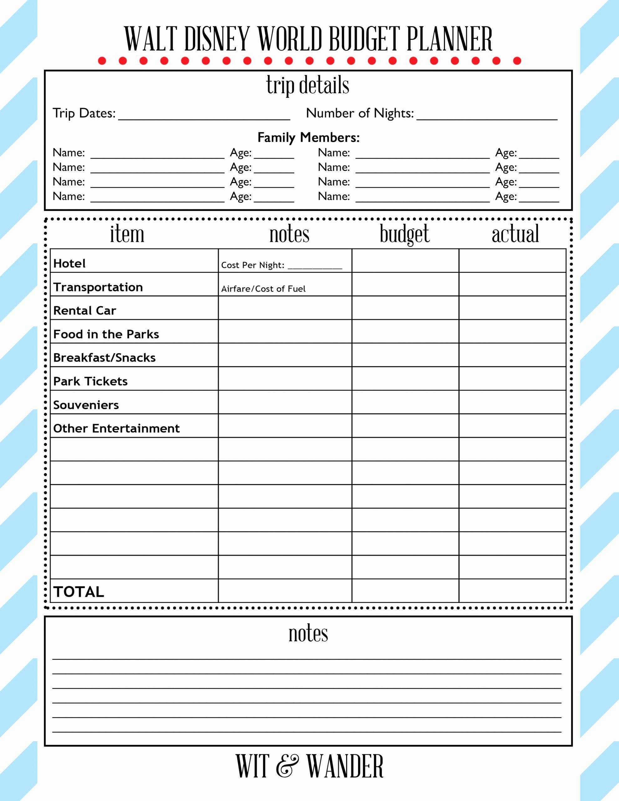 Disney Vacation Planner Template Best Of Free Printables In 2019 Disney Parks