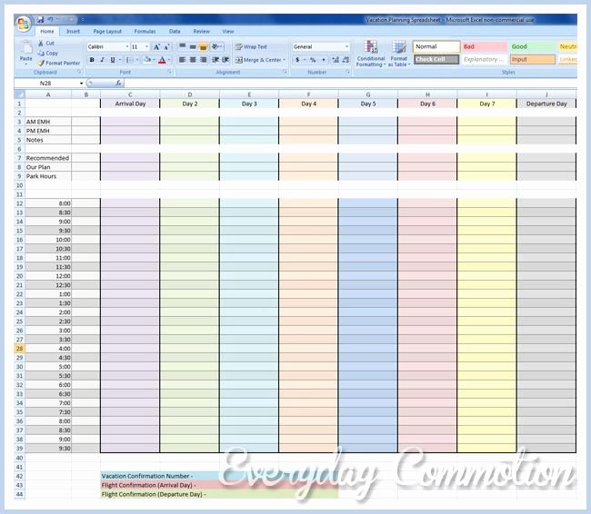 Disney Vacation Planner Template Fresh Free Vacation Planning Spreadsheet to Download My Disney
