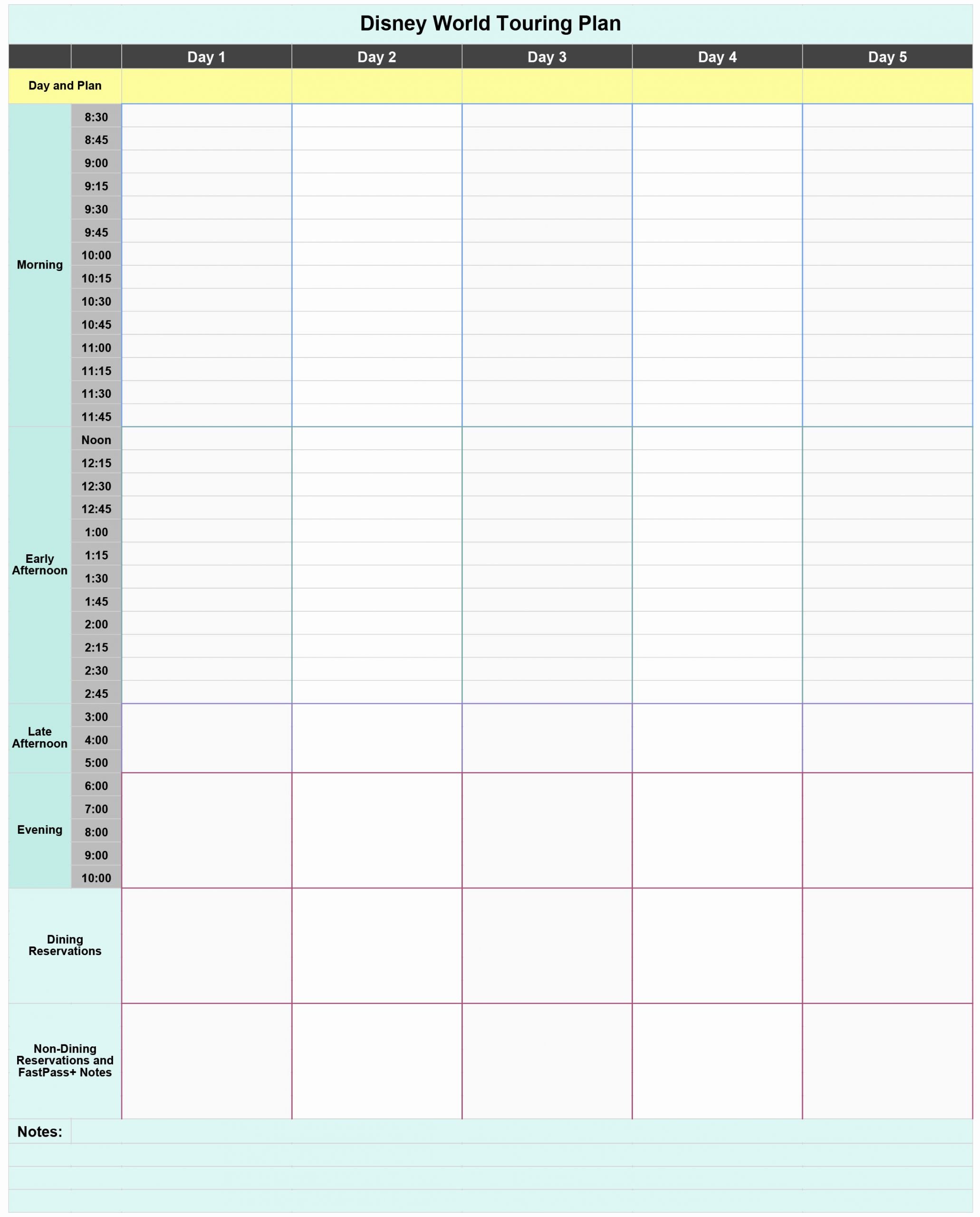 Disney Vacation Planner Template Lovely Free Disney World touring Plan Spreadsheet Wit &amp; Wander