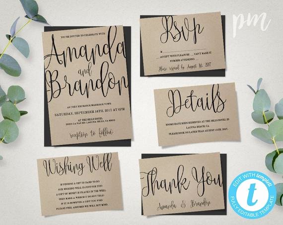 Diy Wedding Invitation Template Free Luxury Wedding Invitation Template Suite Calligraphy Script