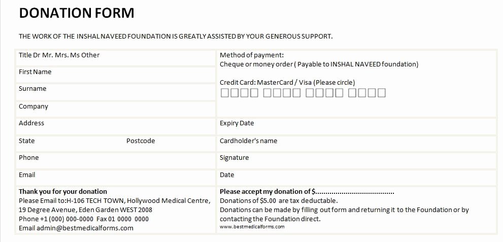 Donation form Template Pdf Inspirational 6 Free Donation form Templates Excel Pdf formats