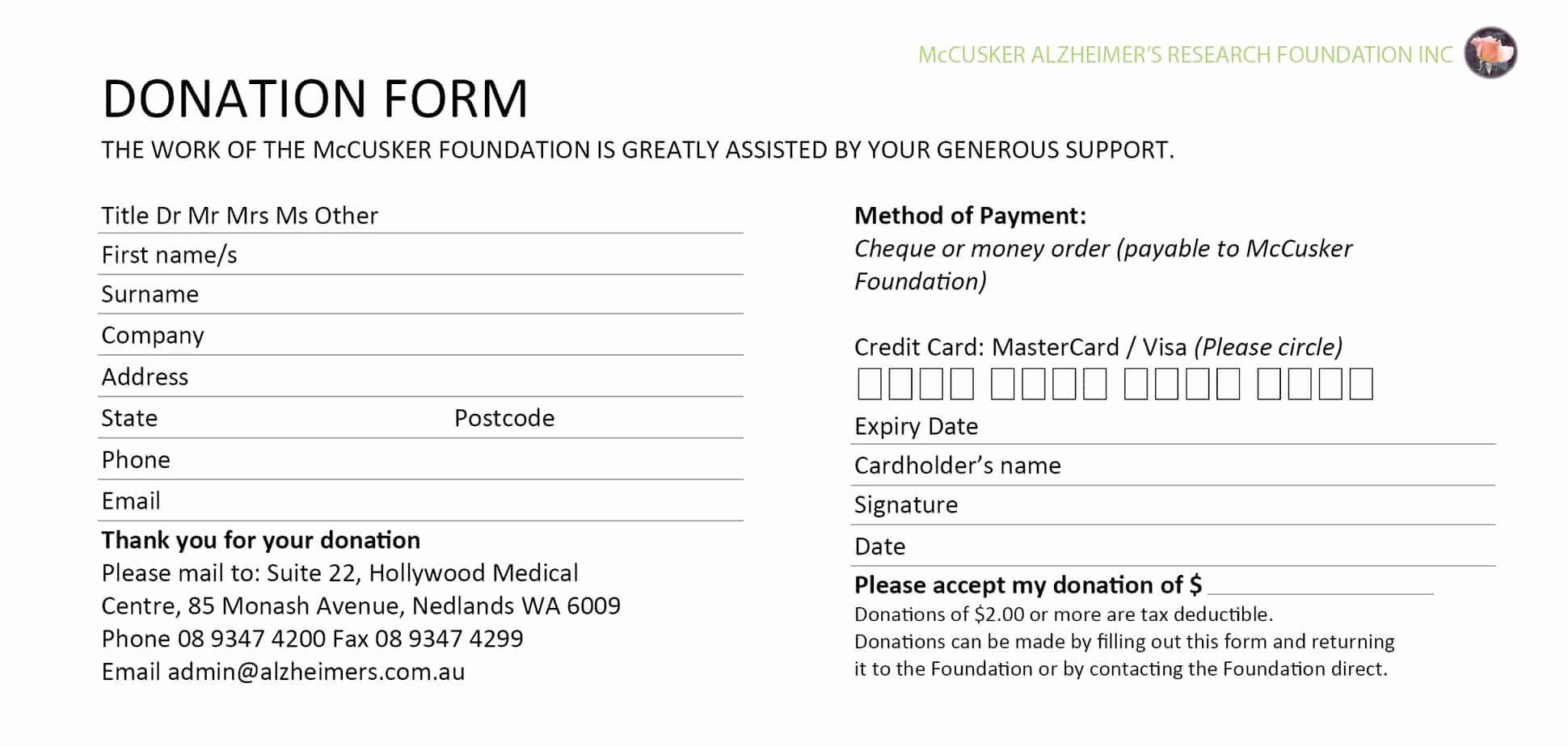 Donation form Template Pdf New 6 Donation form Templates Excel Pdf formats