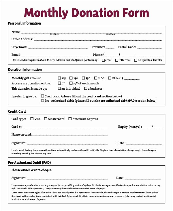 donation sheet template