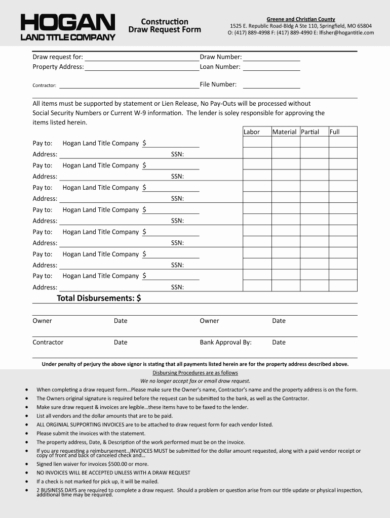 Draw Request form Template Lovely Construction Draw Request form Template Fill Line