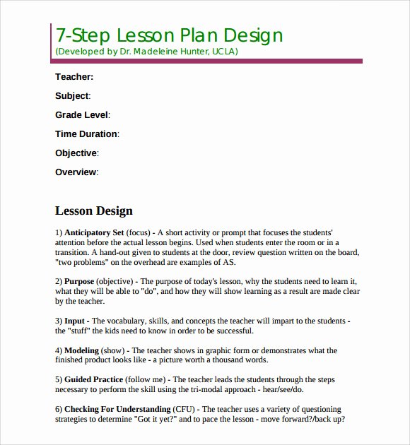 Edi Lesson Plan Template Fresh Madeline Hunter Lesson Plan Template Templates Resume