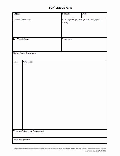 Eld Lesson Plan Template Awesome 12 Best Images About Siop Resources On Pinterest