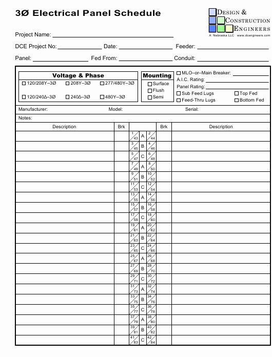 Electrical Panel Schedule Template Download Elegant Electrical Panel Schedule Template Design &amp; Construction