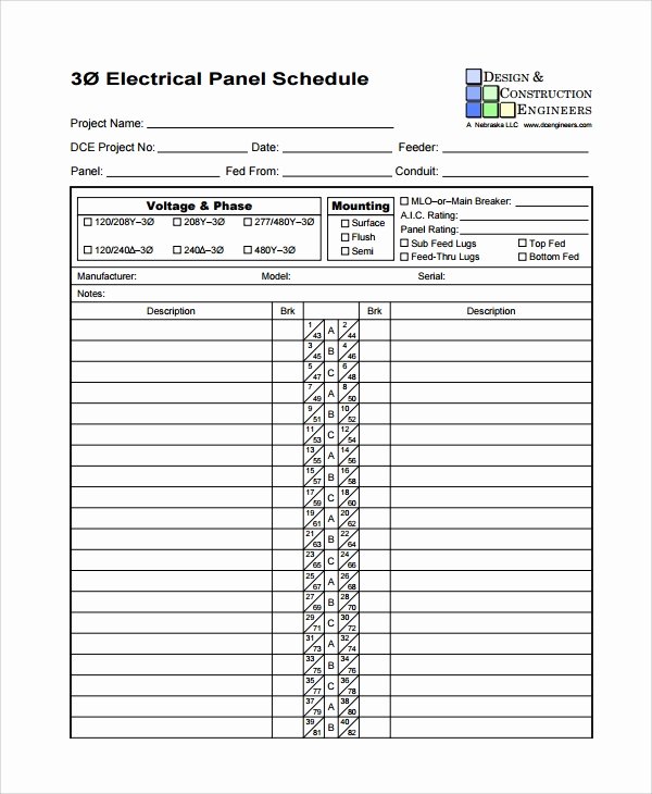 Electrical Panel Schedule Template Download Inspirational Sample Panel Schedule Template 7 Free Documents