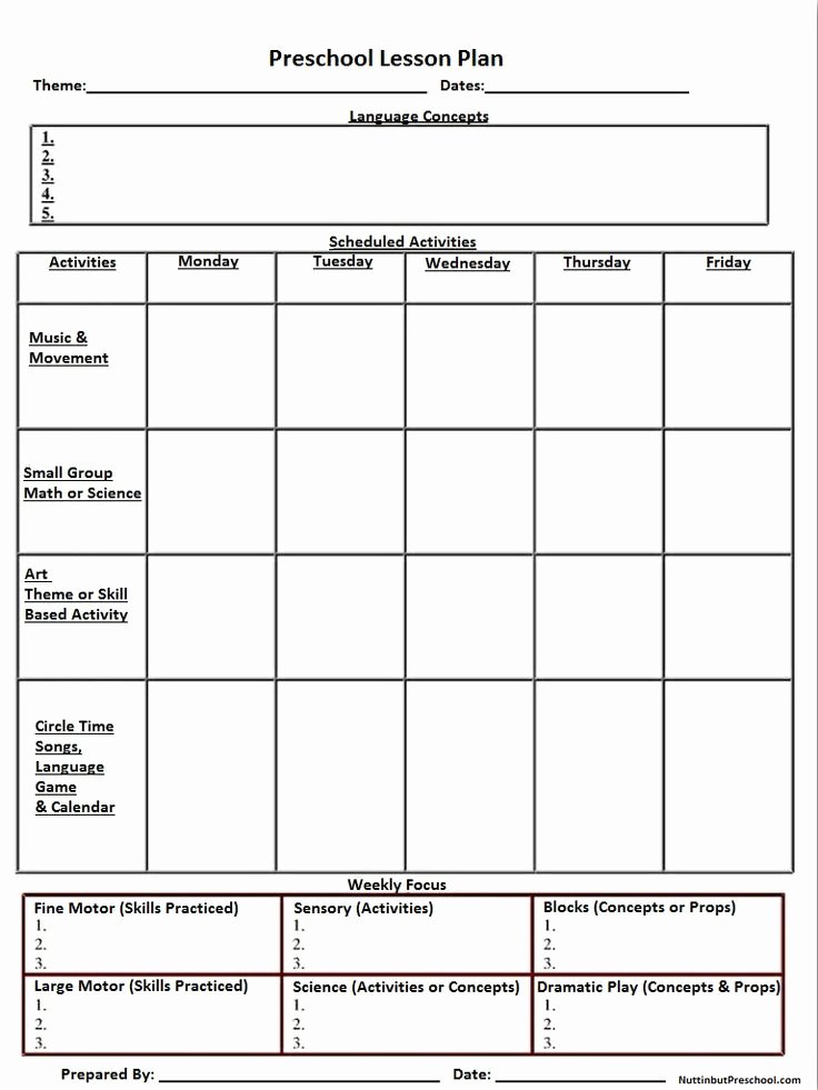 Elementary Lesson Plan Template Word Fresh Printable Lesson Plan Template Nuttin but Preschool