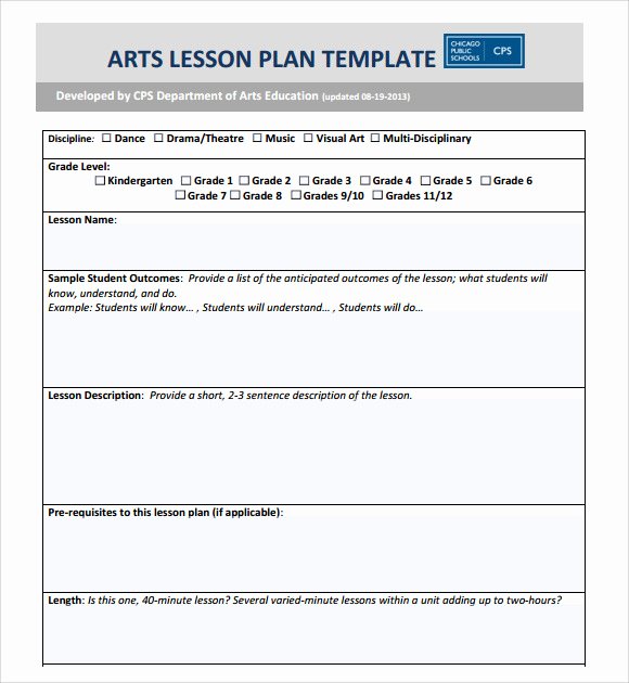 Elementary Lesson Plan Template Word Inspirational Sample Art Lesson Plans Template 7 Free Documents In Pdf