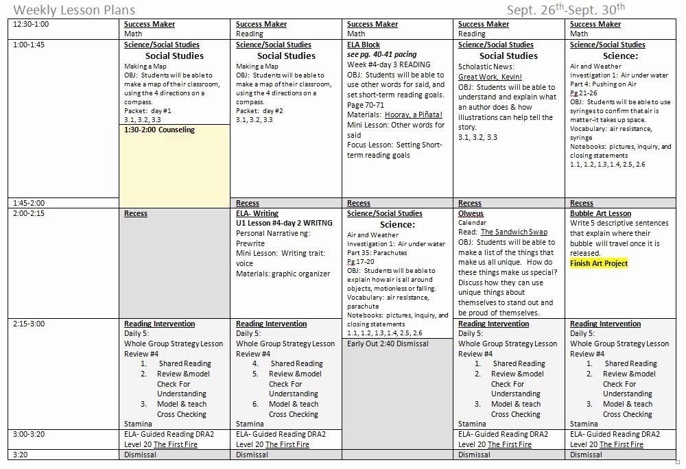 Elementary Math Lesson Plan Template Luxury 5 Ponents to A Great Weekly Lesson Plan