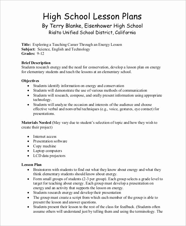 Elementary School Lesson Plans Template Best Of Sample Lesson Plan 9 Examples In Word Pdf