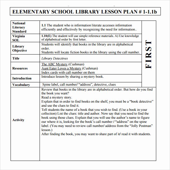 Elementary School Lesson Plans Template Elegant Sample Elementary Lesson Plan Template 8 Free Documents