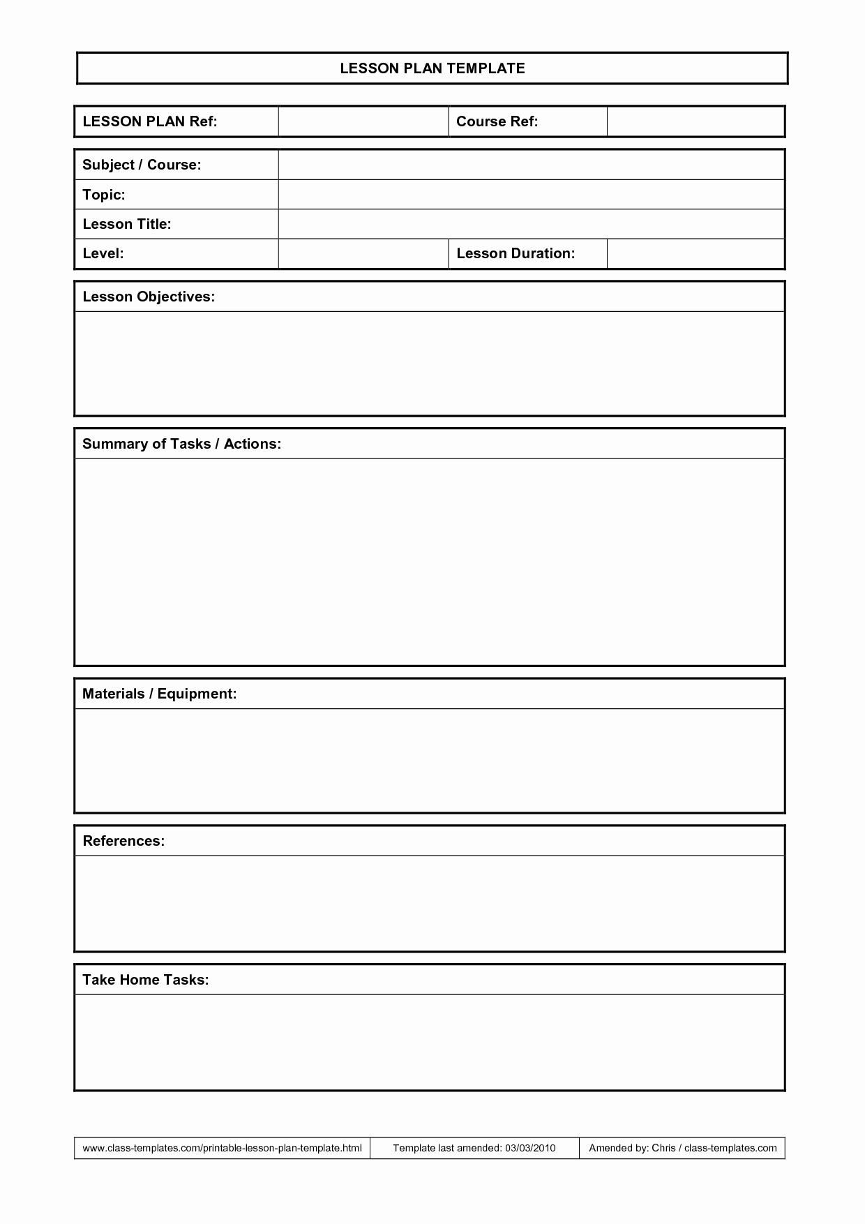 Elementary School Lesson Plans Template New Lesson Plan Template …