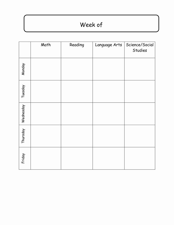 Elementary Weekly Lesson Plan Template Elegant Elementary School Daily Schedule Template