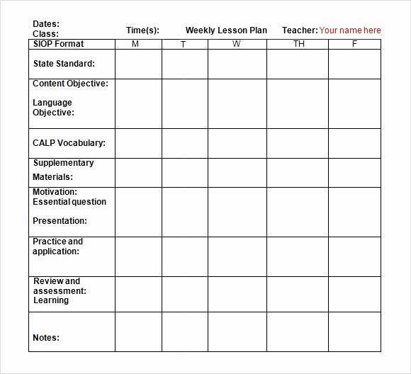 Elementary Weekly Lesson Plan Template Elegant Free 7 Sample Weekly Lesson Plans In Google Docs