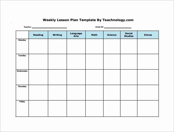 Elementary Weekly Lesson Plan Template Elegant Weekly Lesson Plan Template