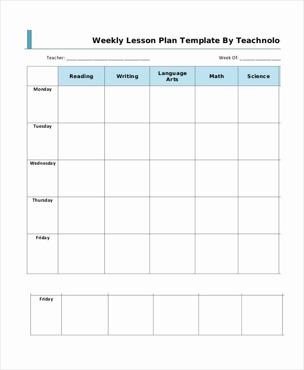 Elementary Weekly Lesson Plan Template Inspirational Lesson Plan Template 14 Free Word Pdf Documents