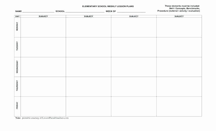 Elementary Weekly Lesson Plan Template Inspirational Printable Lesson Plan Template – Grupofive