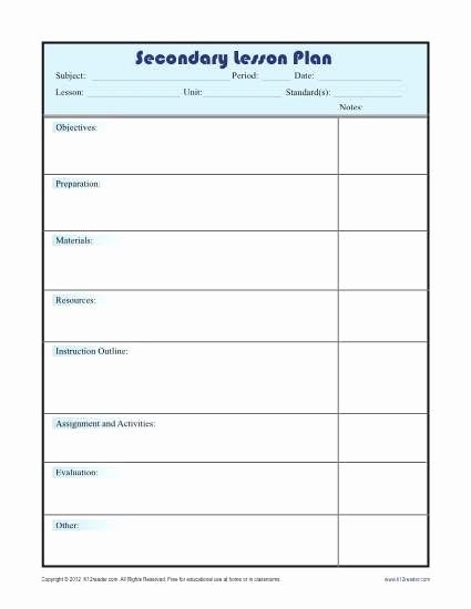 Elementary Weekly Lesson Plan Template Lovely Daily Lesson Plan Template with Subject Grid Secondary