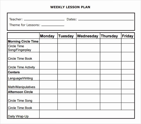 Elementary Weekly Lesson Plan Template Lovely Weekly Lesson Plan 8 Free Download for Word Excel Pdf