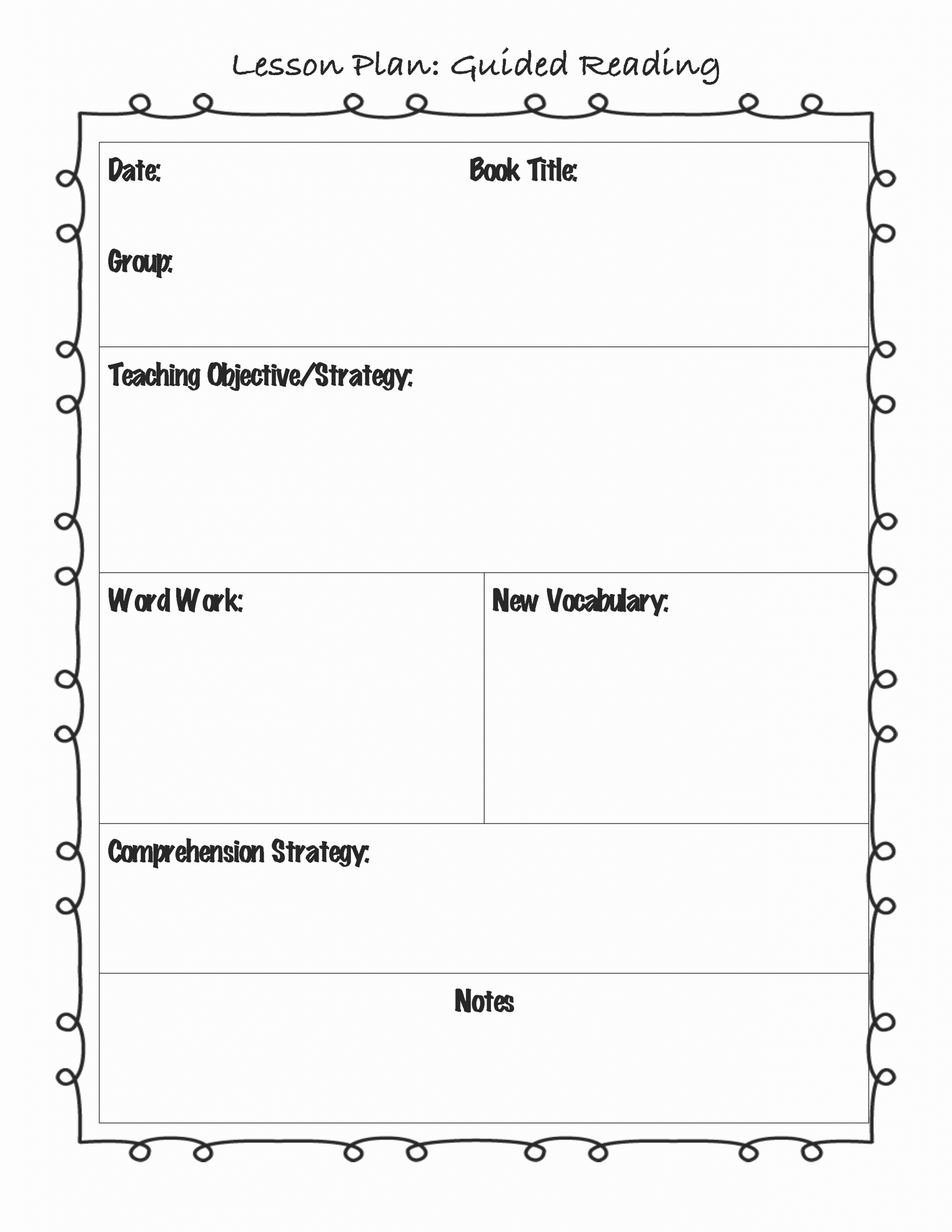 Elementary Weekly Lesson Plan Template New Guided Reading Lesson Plan Template