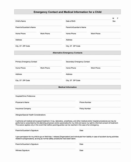 Emergency Contact form Template Word Awesome Best S Of Health Care forms Templates Mental Health