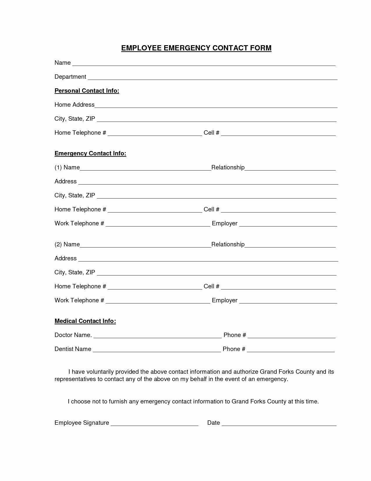 Emergency Contact form Template Word Awesome Best S Of Personal Contact form Template Emergency