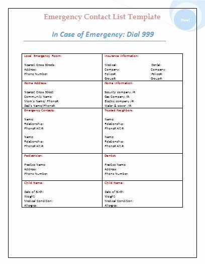 Emergency Contact form Template Word Best Of Templates On Pinterest