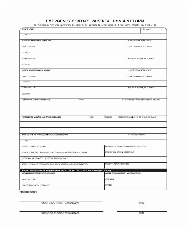 Emergency Contact form Template Word Luxury Free 33 Emergency Contact form Templates In Pdf