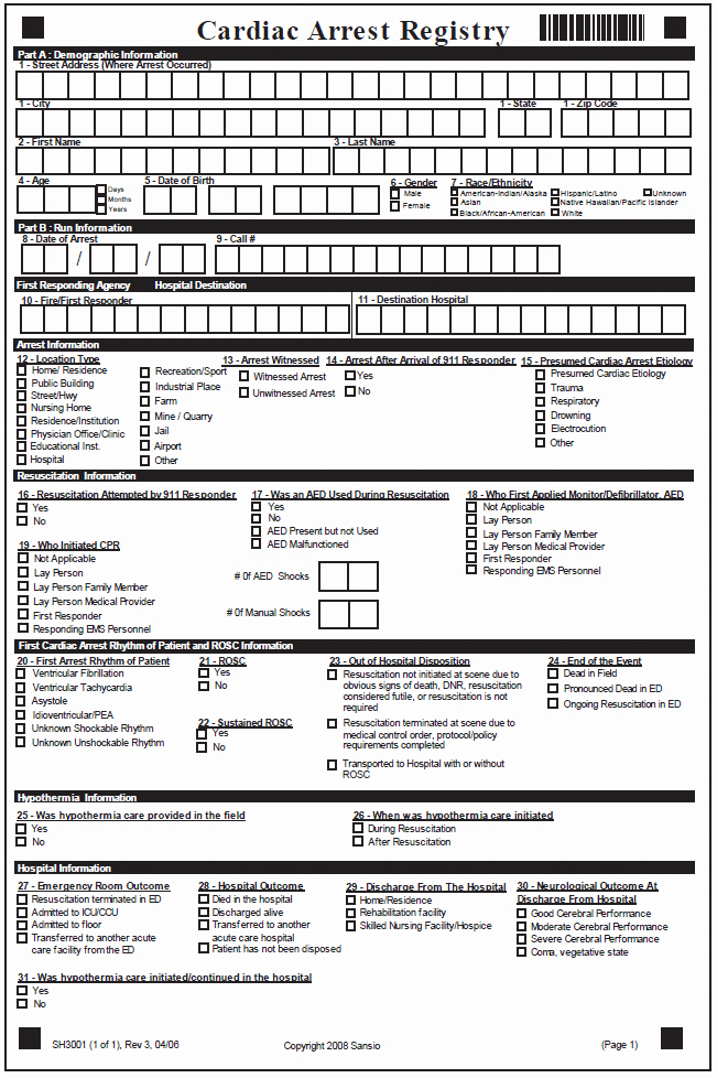 Emergency Room form Template Awesome Out Of Hospital Cardiac Arrest Surveillance Cardiac