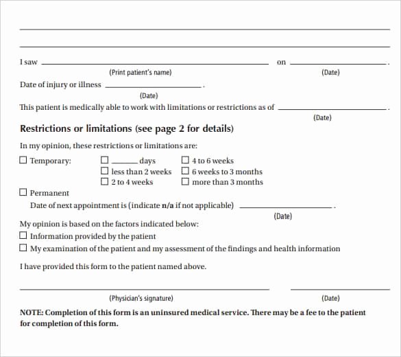 Emergency Room form Template Beautiful 35 Doctors Note Templates Word Pdf Apple Pages