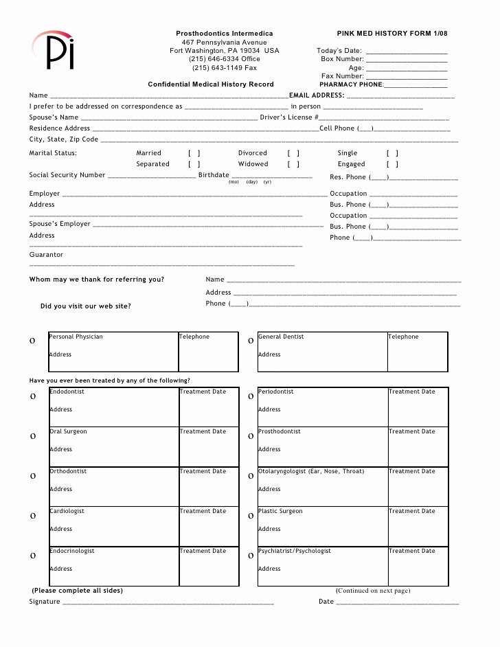 Emergency Room form Template Beautiful Download Initial Health History form In Word Document format