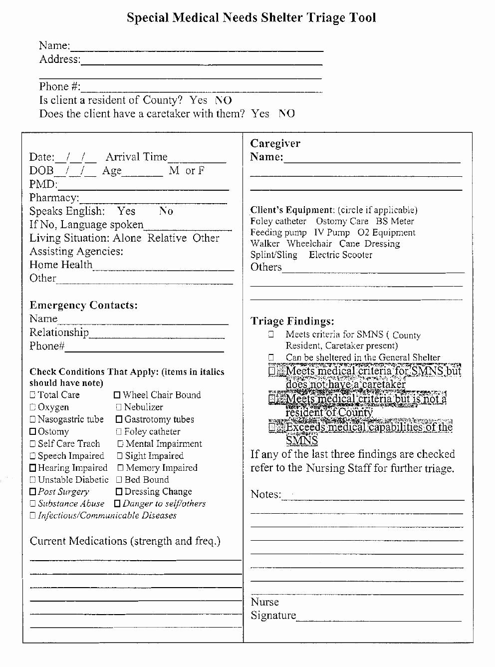 Emergency Room form Template Inspirational 24 Of Nursing Triage Template