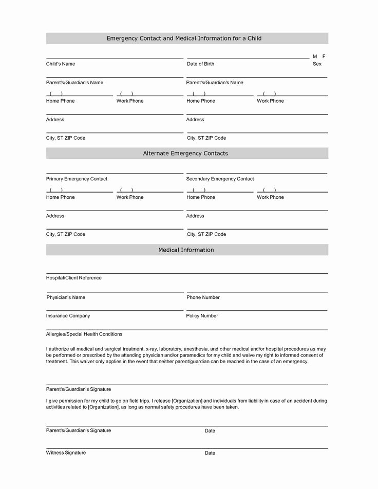 Emergency Room form Template Inspirational Student Information Sheet