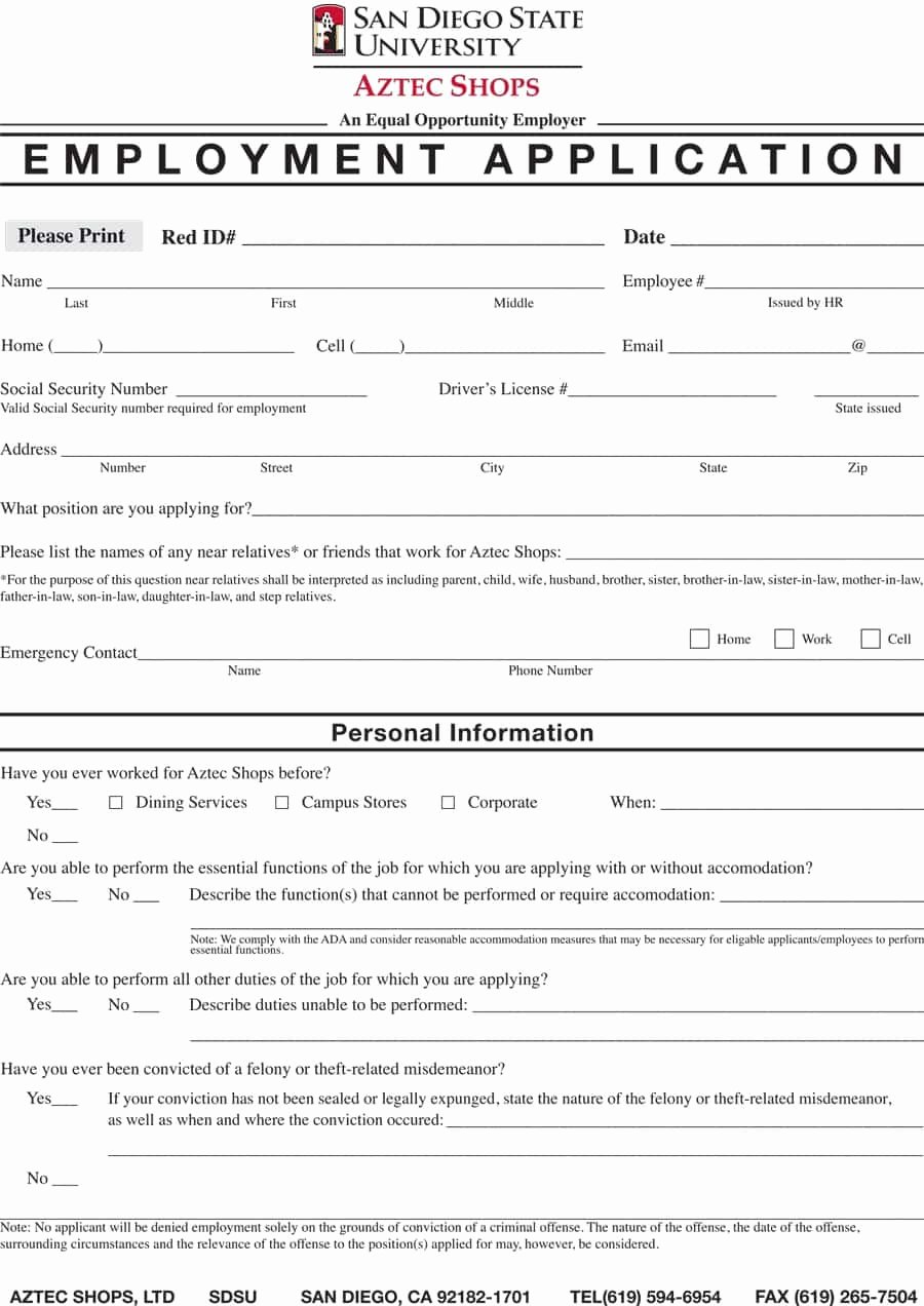 Employee Application form Template Free Awesome 50 Free Employment Job Application form Templates