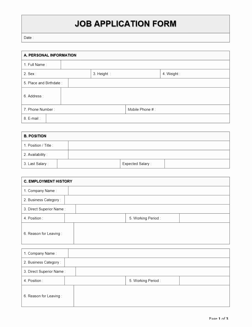 Employee Application form Template Free Beautiful Application for Employment Template Word