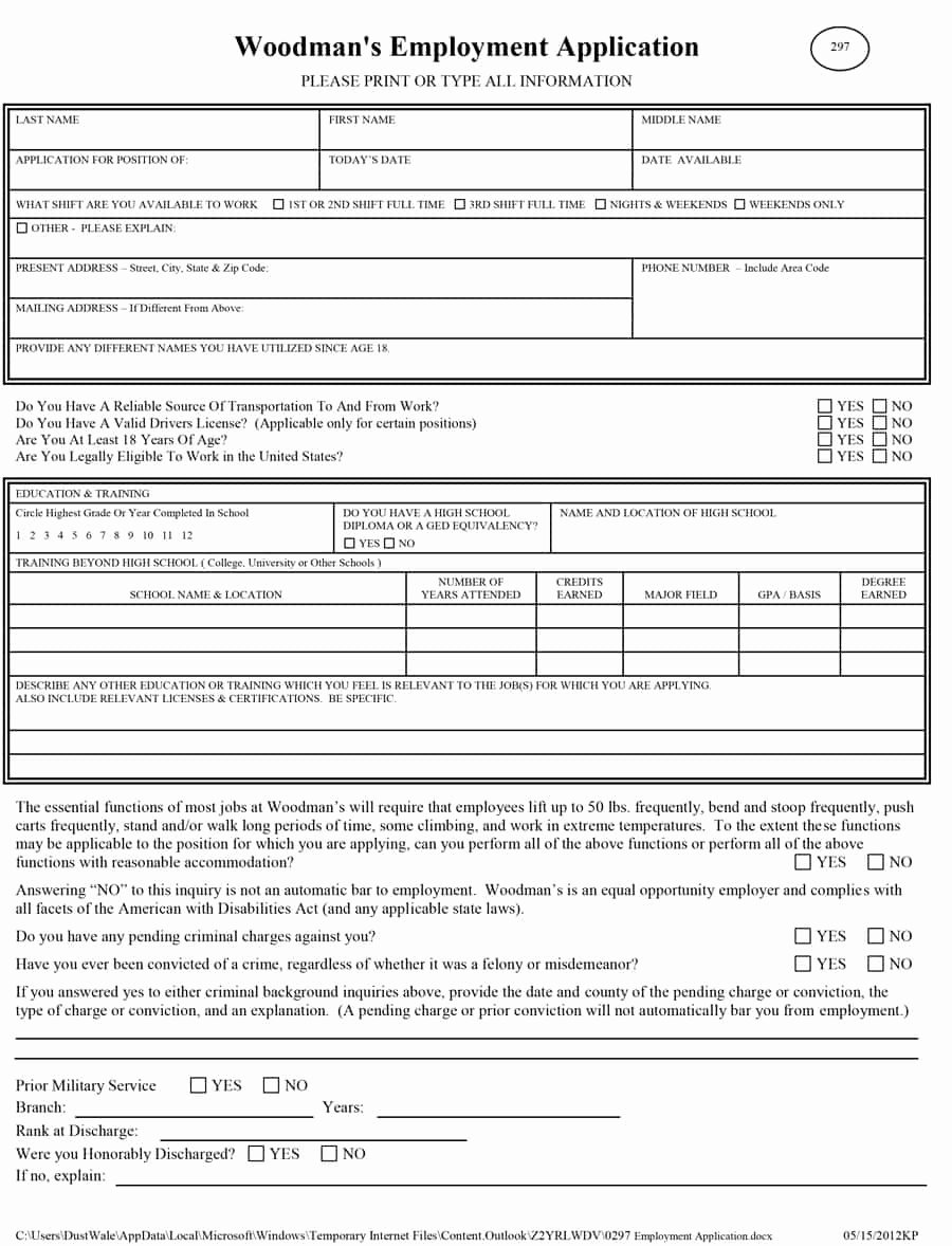 Employee Application form Template Free Best Of 50 Free Employment Job Application form Templates