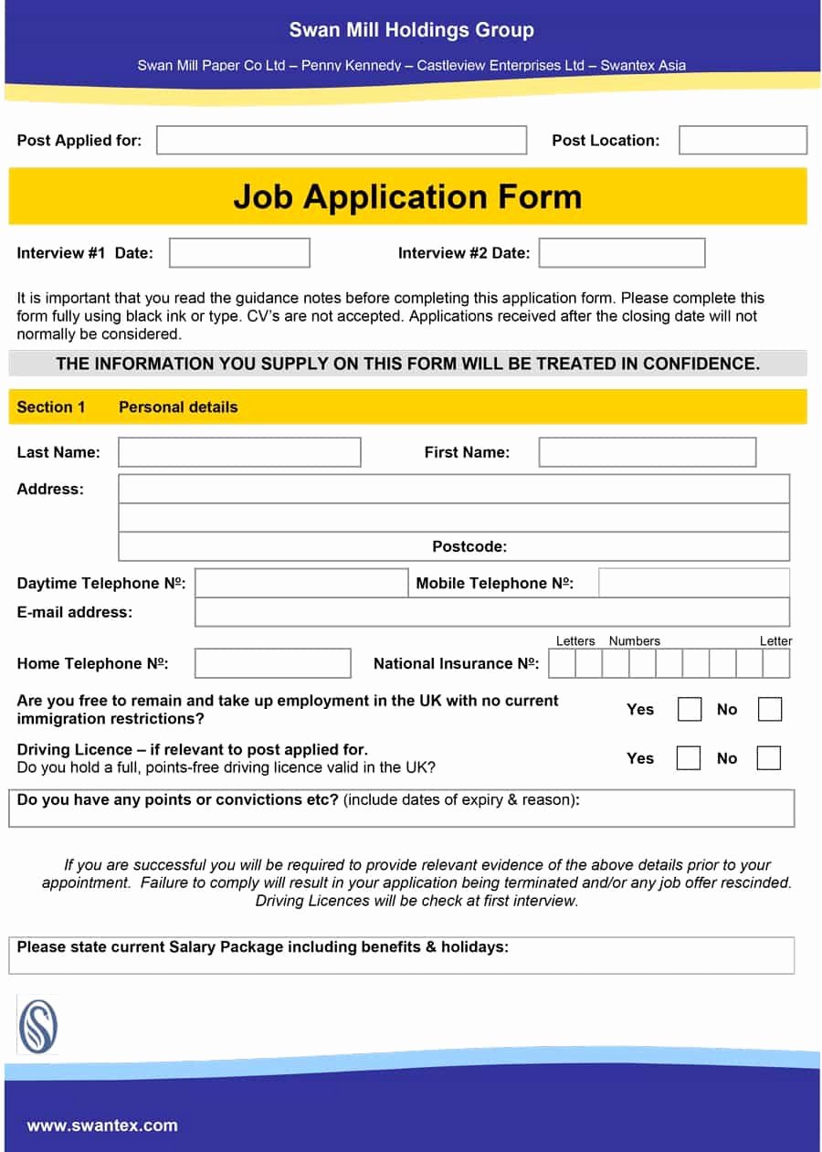 Employee Application form Template Free Best Of 50 Free Employment Job Application form Templates