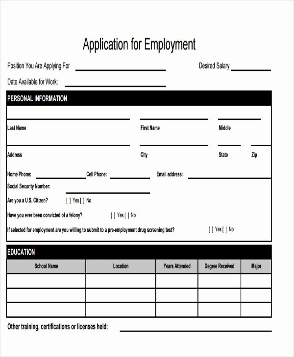 Employee Application form Template Free Fresh 49 Job Application form Templates