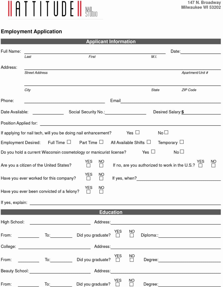 Employee Application form Template Free Fresh 50 Free Employment Job Application form Templates