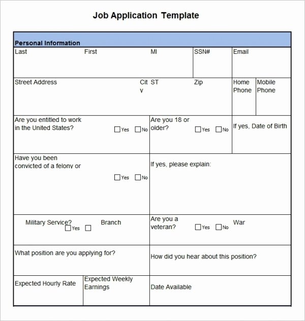 Employee Application form Template Free Inspirational Job Application Template 24 Examples In Pdf Word