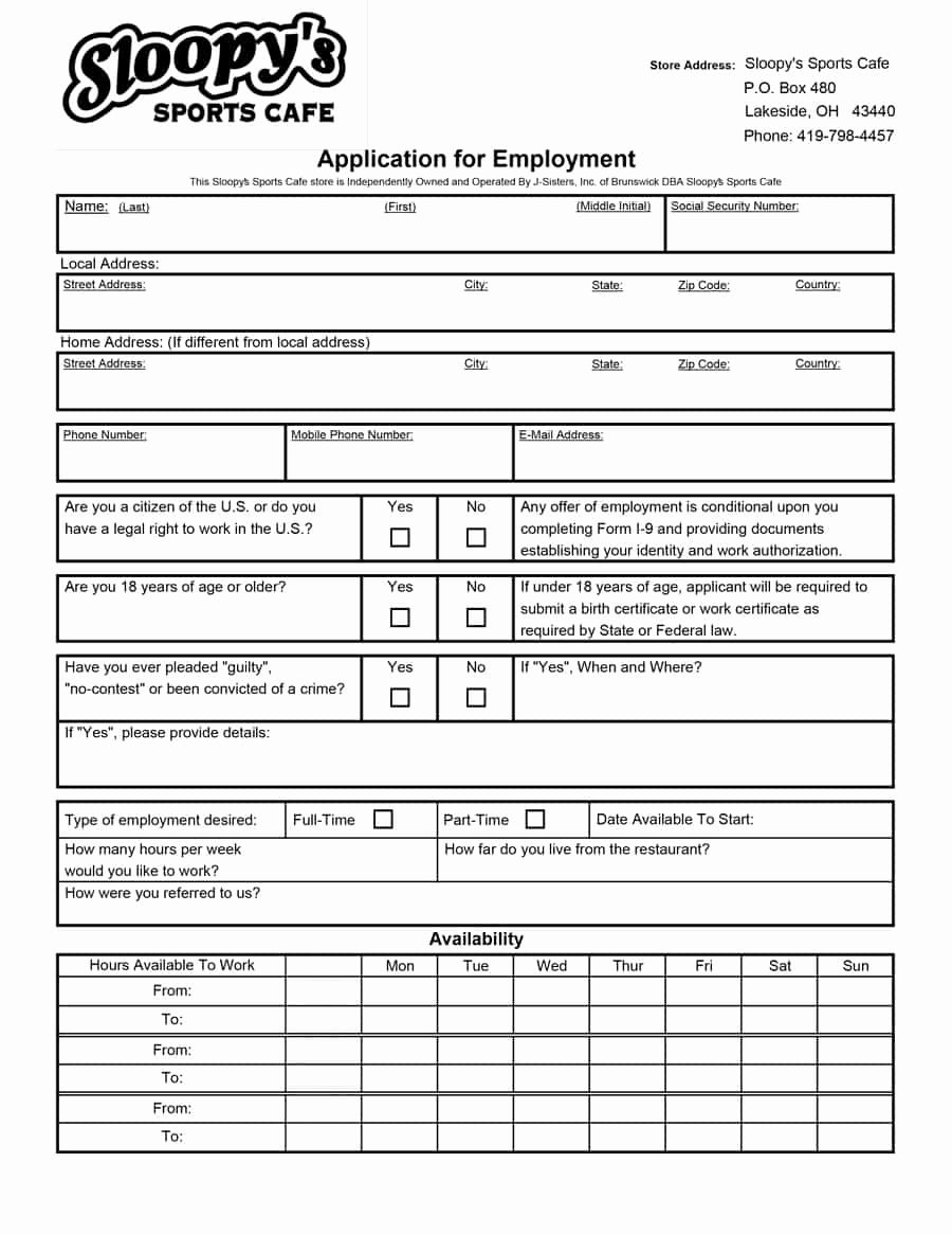Employee Application form Template Free Luxury 50 Free Employment Job Application form Templates
