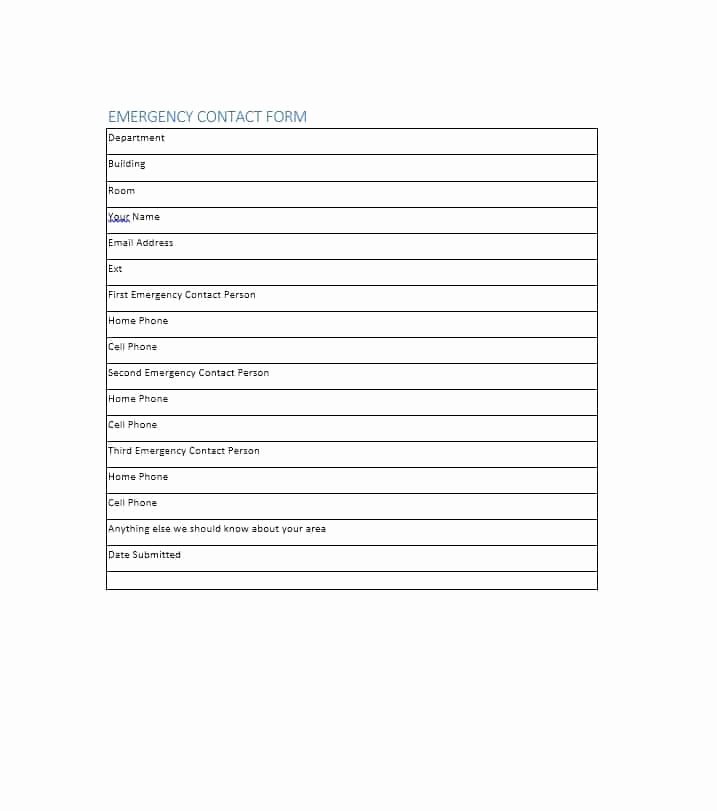 Employee Contact form Template Awesome 54 Free Emergency Contact forms [employee Student]