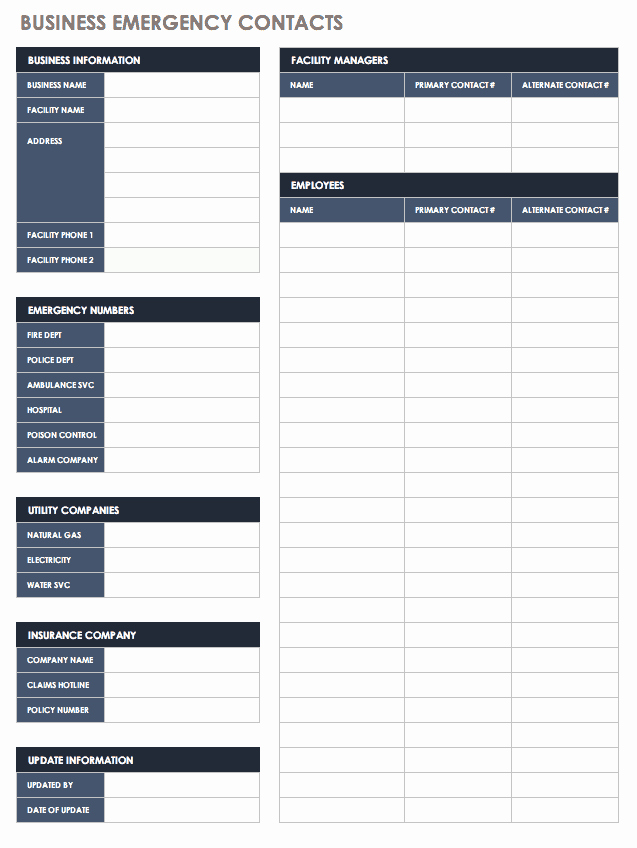Employee Contact form Template Awesome Free Contact List Templates