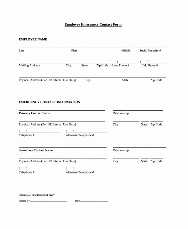 Employee Contact form Template Awesome Sample Contact form 8 Documents In Pdf Word